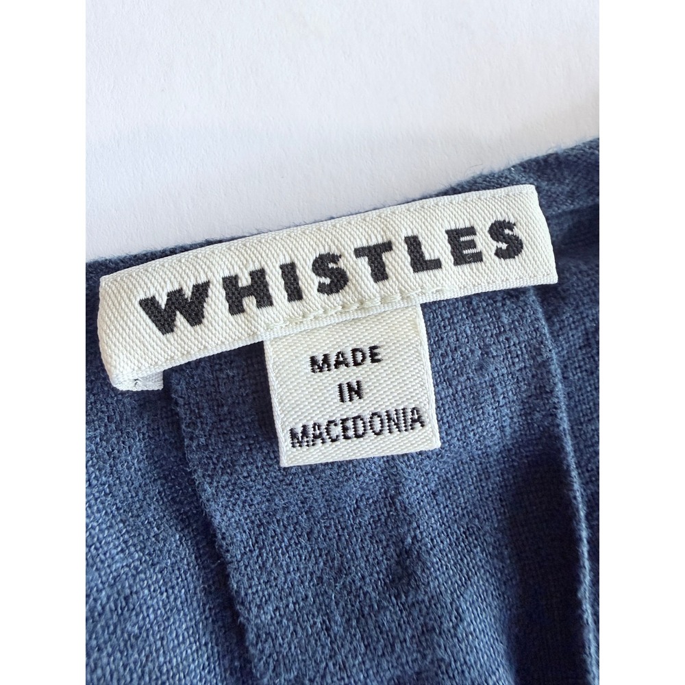Whistles Etta Jumpsuit Women US 0 Blue Linen Wrap Tie Waist Wide Leg Cap Sleeve - Picture 3 of 16